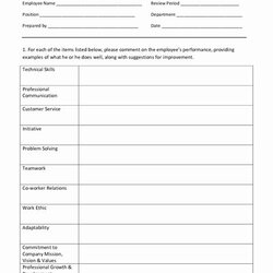 Employee Evaluation Form Template In