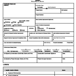 Employee Evaluation Form Contractor Rating Employees