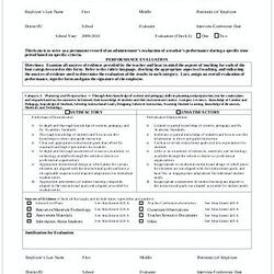 Brilliant Employee Evaluation Form Template