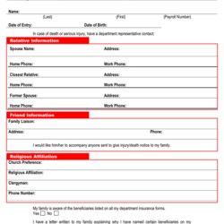 Preeminent Printable Employee Emergency Information Form Forms Free Online Contact