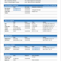 Perfect Emergency Contact Form And Card Template Family Sheet Plan Templates List Word Disaster Excel