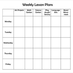 Spiffing Sample Weekly Lesson Plans Templates Printable Plan Template