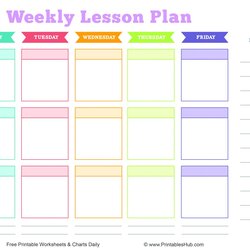 Great Free Printable Weekly Lesson Plans Template One Blank Format Lessons