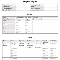 Eminent Free Progress Report Template For Projects Excel Download Metrics Reported Risks Milestones Occurred