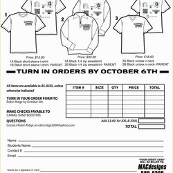 Free Shirt Order Form Template Of Templates Custom Printable Digital