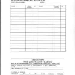 Blank Shirt Order Form Template Forms Excel Templates Printable Orders Shirts Sample Example Via Choose