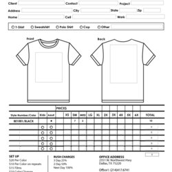 Fantastic Printable Shirt Order Forms Templates Form Template Sample Word Spreadsheet Inventory Excel
