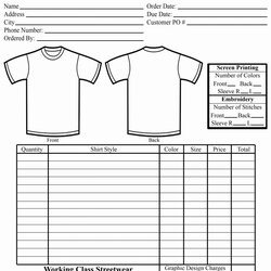 Splendid Shirt Order Form Template Printable Forms Free Online