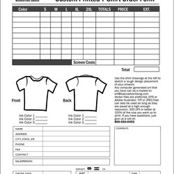 Magnificent Free Shirt Order Form Template Download Sample Templates Vinyl Custom Monogram Resume