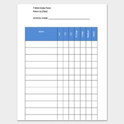 The Highest Quality Shirt Order Form Template Word Excel Blank