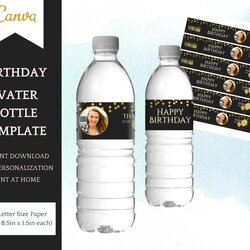 Matchless Editable Water Bottle Label Template Printable Birthday