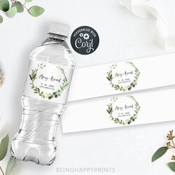 Sublime Water Bottle Label Template Instant Download Printable Wrapper