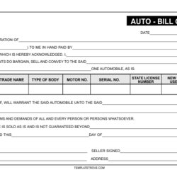 Fantastic Auto Bill Of Sale Template
