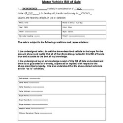 Free Printable Vehicle Bill Of Sale Template Form Generic Forms Sample