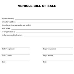 Download Free Vehicle Bill Of Sale Template Car Printable Form Auto Sales Used Templates Blank Generic Sell