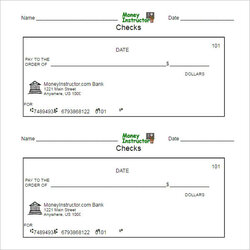Payroll Checks Template Business Check Blank Printable Cheque Templates Format Word Excel