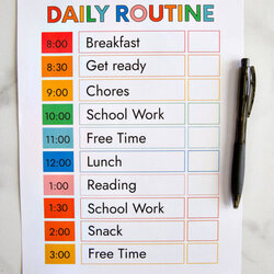 The Highest Quality Printable Daily Schedule Template From Thirty Handmade Days Routine Checklist Organized