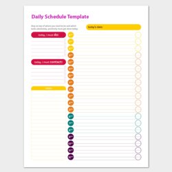Capital Daily Schedule Template Planners For Excel Word Format Printable