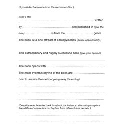 Eminent Best Book Review Templates Kids Middle School Etc Template Fiction Word