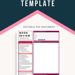 Book Review Template Writing Document Descriptors