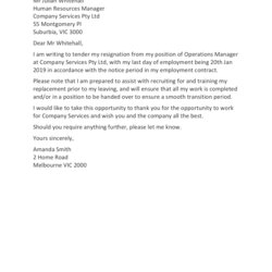 The Highest Quality Resignation Letter Templates Examples Training Template Resign Job Sample Write Au