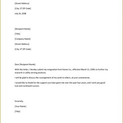 Free Sample Resignation Letter Template Muster Professional Ideas