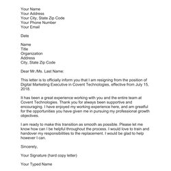 Eminent Formal Resignation Letter Template Sample Word Resign Breathtaking Phenomenal Outstanding Temp