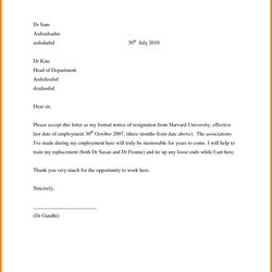 Examples Of Simple Resignation Letter Template Sample Format Job Application Employee Formal Write Example