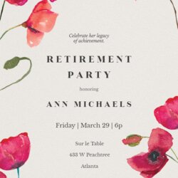 Superlative Red Poppies Retirement Farewell Party Invitation Template Free Invitations Greetings Meetings