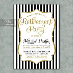 Brilliant Retirement Party Invitations Invitation Gold Templates Printable Graduation Anniversary Template