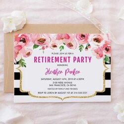 Excellent Retirement Party Invitation Template Farewell Floral Send Off Invites