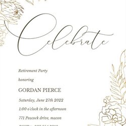 Champion Gilded Lines Retirement Farewell Party Invitation