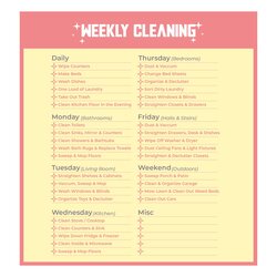 Eminent Best Images Of Printable Monthly Cleaning Checklist Chart Weekly Schedule House Checklists Via