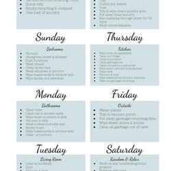 Admirable Cleaning Checklist Weekly Printable Canada