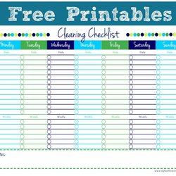 Terrific Printable Cleaning Schedule Form For Daily Weekly Free Checklist Template House Editable List