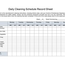 Fine Daily Cleaning Schedule Template Printable Images