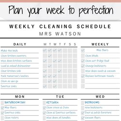 Perfect Weekly Cleaning Checklist Editable Schedule