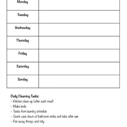 Swell Printable Cleaning Schedule Form For Daily Weekly Template Checklist Clean Make Fill Tasks Solutions