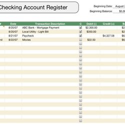 Preeminent Excel Checkbook Spreadsheet Register Template
