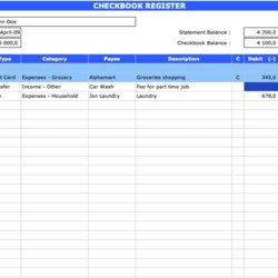 Smashing Checkbook Excel Template Register Main View