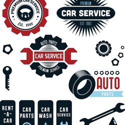 Terrific Vintage Vector Car Service Labels Free Download Logo Repair Auto Shop Mechanic Garage Logos Vectors