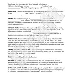 Sample Rent To Own Agreement Form Template Lease Contract Calamity Jane