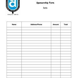 Spiffing Sponsor Forms Template Form Sheet Templates