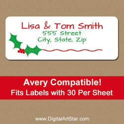 Digital Art Star Printable Party Decor New Christmas Address Labels Return Template Holiday