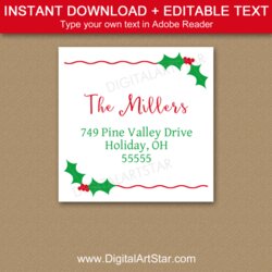 The Highest Standard Holly Christmas Return Address Labels Inch Square