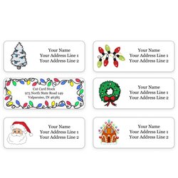 Personalized Christmas Theme Return Address Labels For Holiday Envelop Envelopes