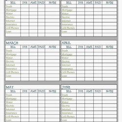 High Quality Monthly Bill Chart Example Calendar Printable Organizer Spreadsheet Excel Template Pay Tracker