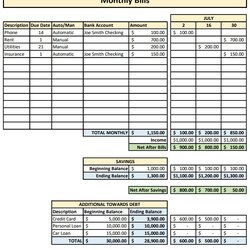 The Highest Quality Excel Monthly Bills Template