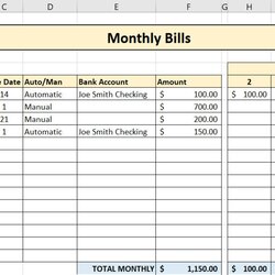 Terrific Excel Monthly Bills Template