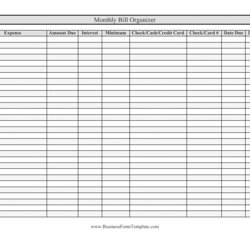 Monthly Bill Spreadsheet Template Organizer Big